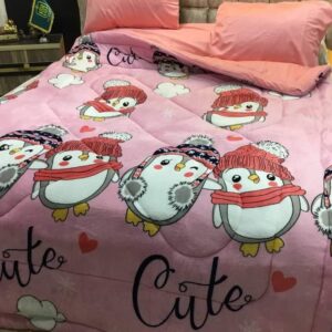 لحاف أطفال – بطاريق Cute (وردي فاتح)